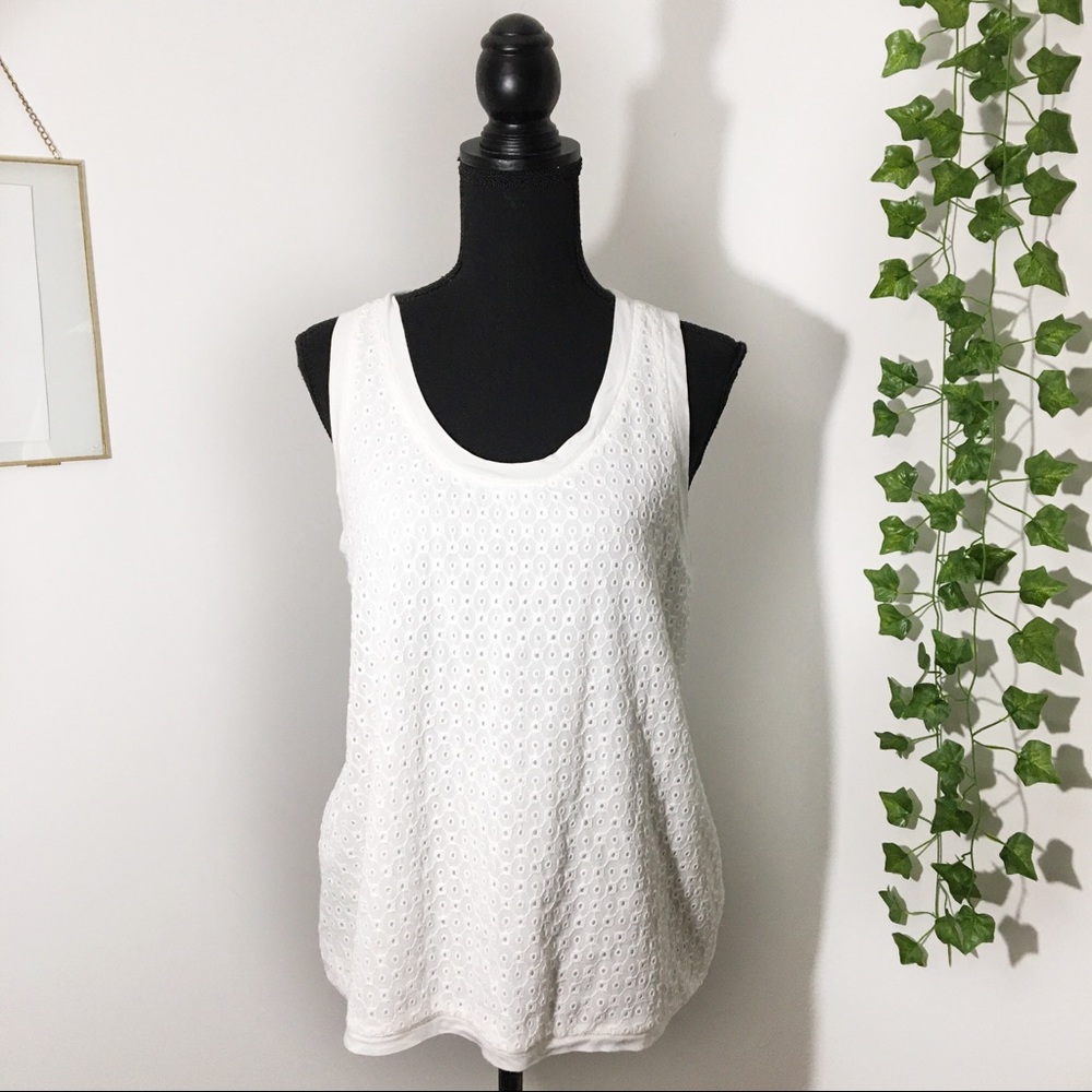 J.Crew | White Eyelet Sleeveless Top Size M